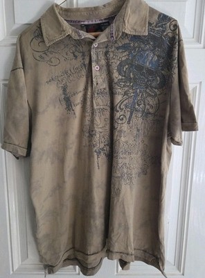Zero Tolerance Mens Size XL Polo Shirt Skull Dragon Design Brown