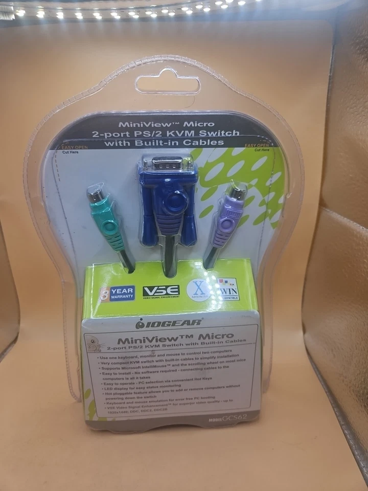 NEW Sealed StarTech Micro 2-port PS/2 KVM Switch with Built in Cables - Image 2 of 2