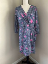 La Mer Luxe 3/4 Sleeve Aubrey Dress in Windsor Blush Navy and Pink Sz M NWT ***