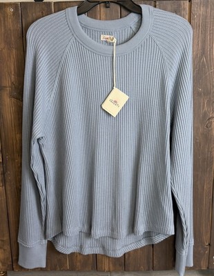 Faherty Legend Waffle Layer Crew - Tradewinds Blue - Size M - NWT
