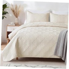 Extra Soft Oversized King Quilt Bedding California King 104"x112" Brich Beige
