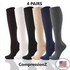 (4 Pairs) (S-3XL) Compression Socks Stockings Graduated Support Men's Women's