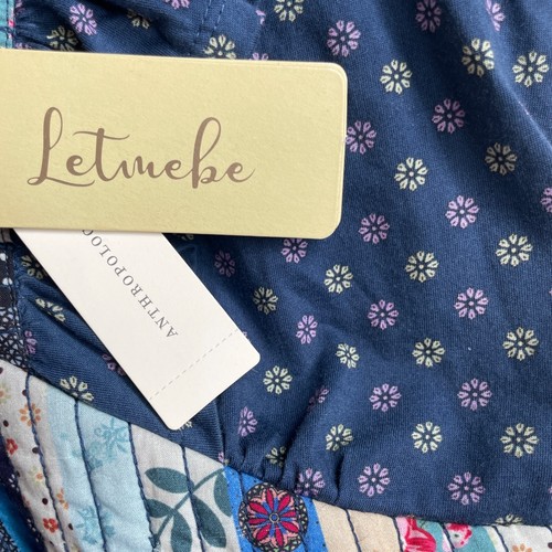 Let Me Be Quilted Ruffle Peplum Top Medium Boho 100% Cotton Anthropologie NWT - Picture 10 of 14