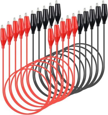 10 Stück Krokodilklemmen elektrisch, 0,5 mm²/20 AWG Kabel, isolierte Messleitungen mit