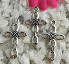 Free Ship 80 Pcs Antique silver Cross Charms 28X17mm H-3276