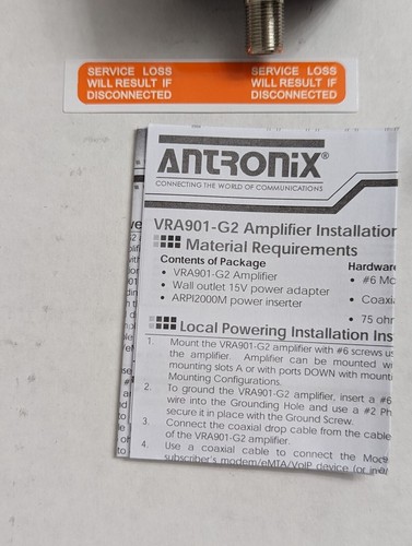 ANTRONIX VRA901-G2/ACP 1.2 GHz VoIP Residential Digital Coaxial Amplifier 9-Port - Picture 10 of 18