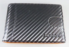 RUNBOX Black Woven SLIM BI-FOLD WALLET Money Clip Center RFID BLOCKING Orange