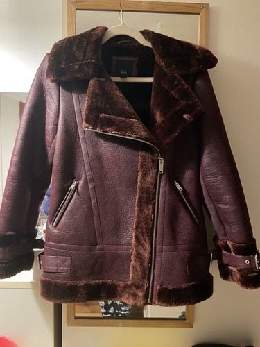 River Island Burgundy Faux Sheepskin 