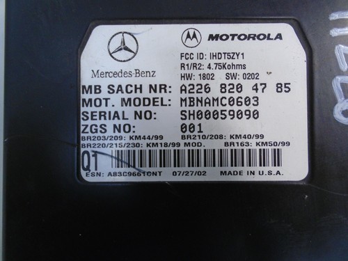 MERCEDES MOTOROLA PHONE CONTROL MODULE ML320 2003 A2268204785 OEM YD91226 - Picture 4 of 6