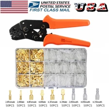450x Crimp Plier Wire Connectors Tool Kit Assorted Spade Male Female Terminals