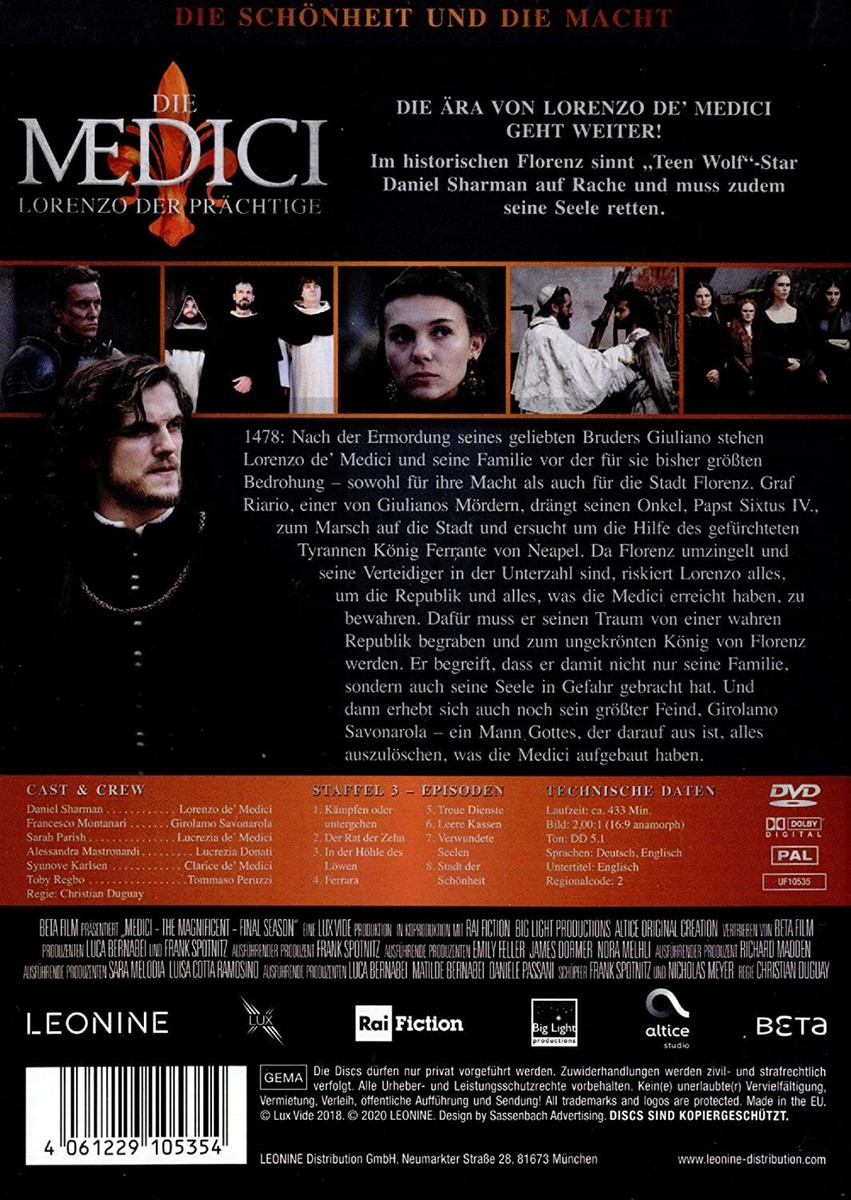 DVD Medici Masters of Florence Season 3 Lorenzo The Magnificent