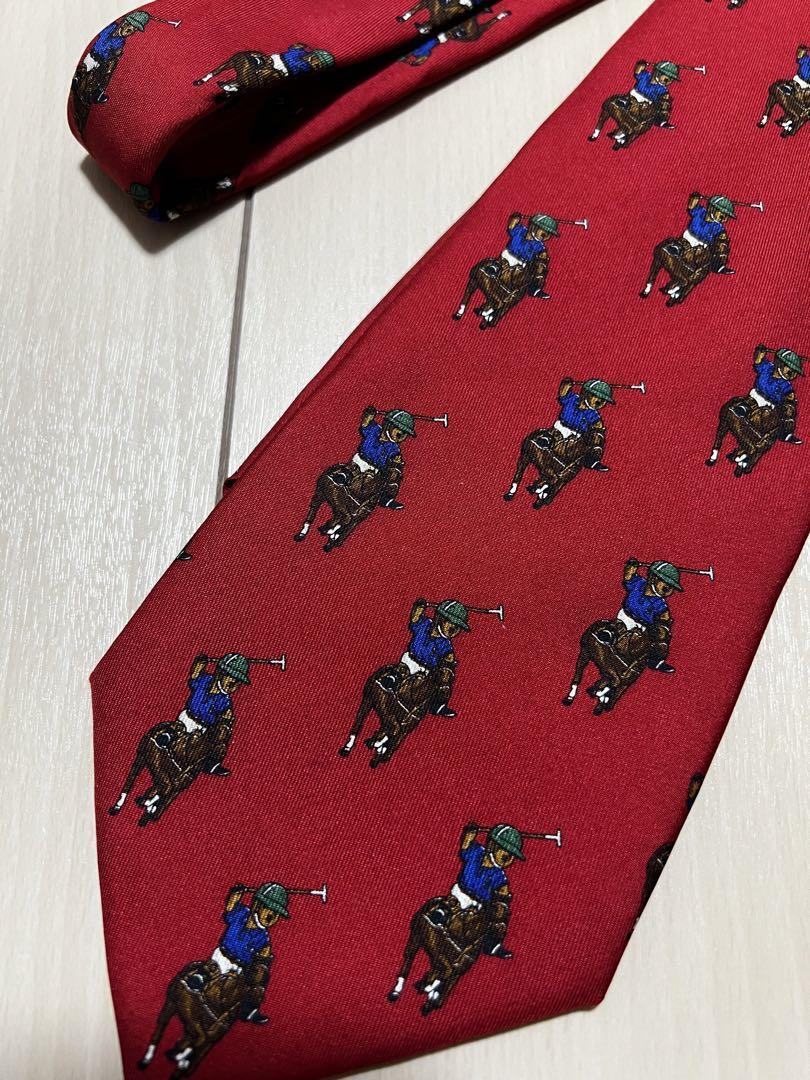Ralph Lauren Vintage Tie Polo Bear Vhtf Allover Pattern 90S Men Accessory Origin image 2