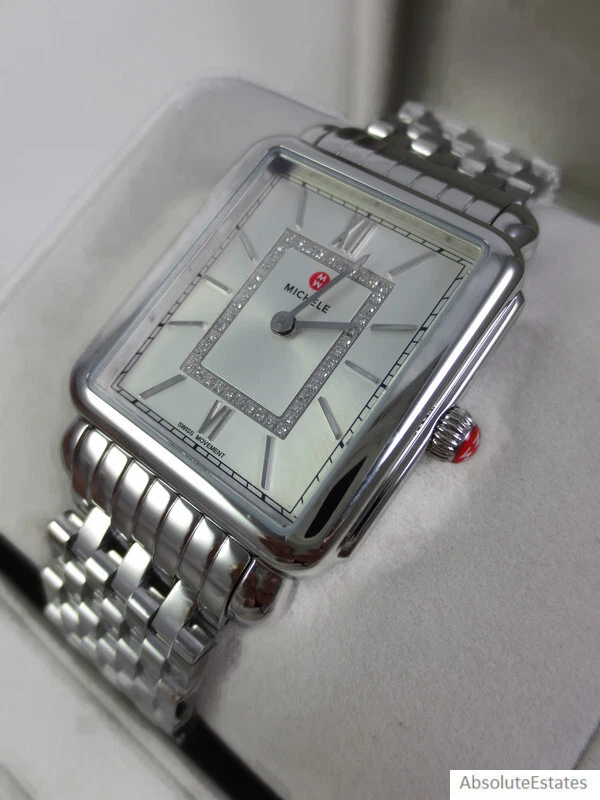 NEW Michele Deco II Silver Diamond Watch MWW06X000035 Stainless