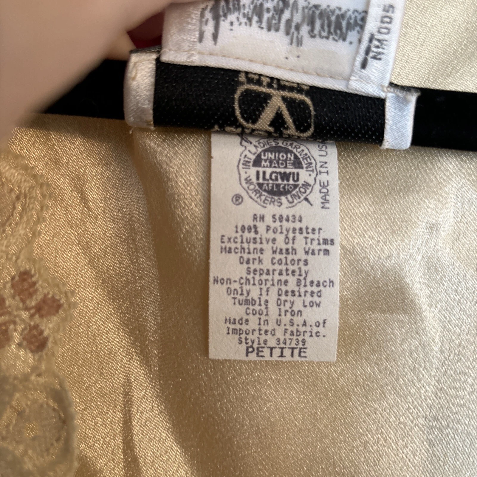 Vestaglia donna Valentino vintage champagne raso pizzo fiocco lunghezza intera S