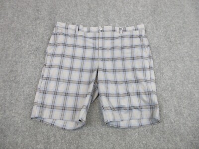 Izod Shorts Mens Adult 42 Gray Plaid Golf Lightweight Logo Casual