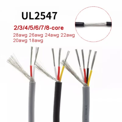 2/3/4/5/6/8-Cores Shielded Wire Audio Headphone Signal Cable 18/22/24/26/28AWG