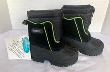 totes Kids Waterproof Insulated Black  Green Winter Snow Boots - Size 5 Y NEW 