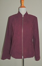 WOMEN'S DRESSBARN BURGANDY POLYESTER BLEND ZIPPER BLAZER SIZE LGE
