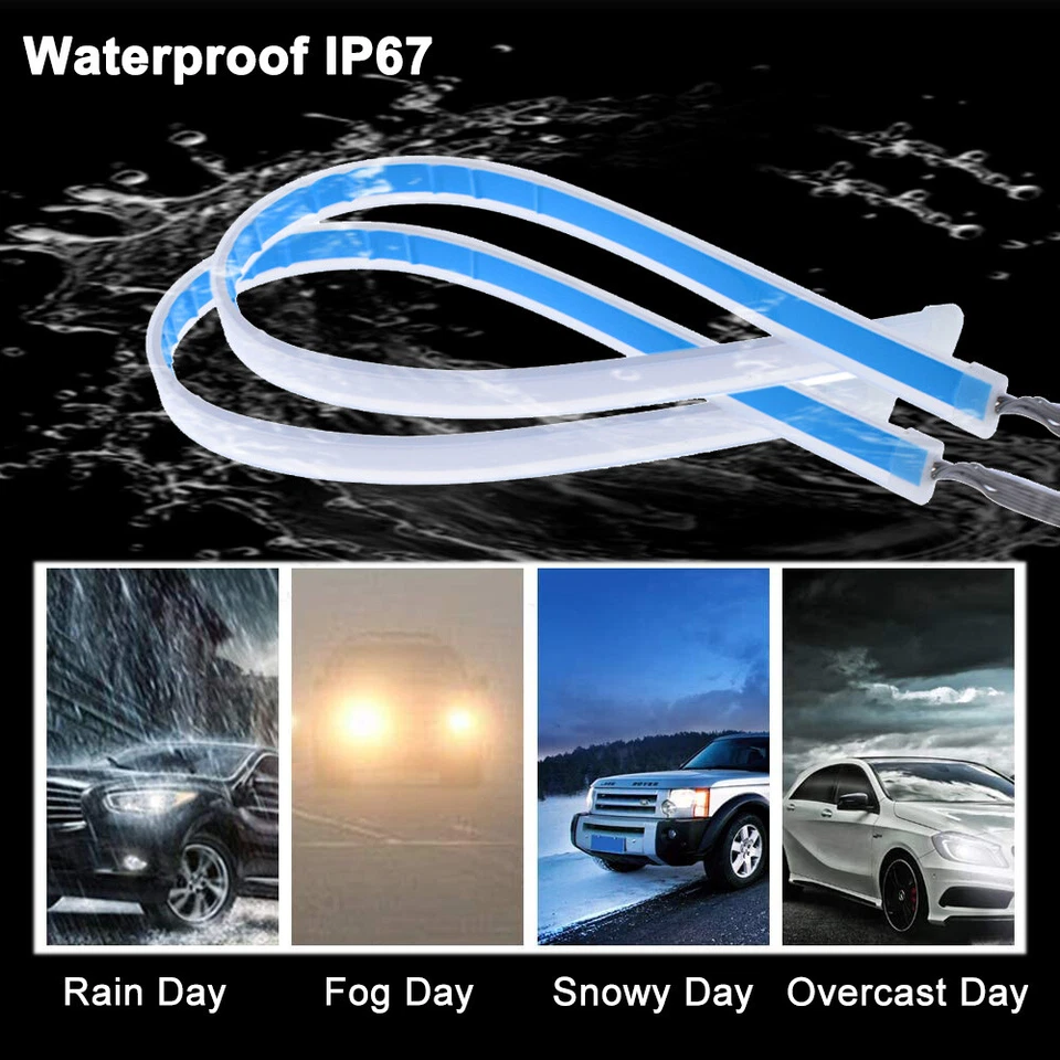 Faixa de seta LED DRL flexível âmbar fino 2X 60CM para farol sequencial - Imagem 3 de 4