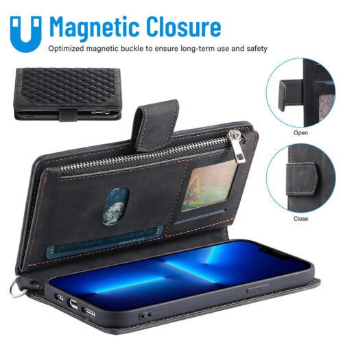 Funda protectora imán de cuero para móvil Samsung Galaxy Flip Case Wallet - Imagen 5 de 29