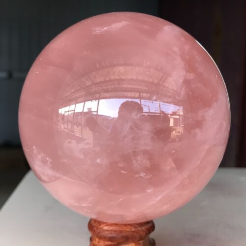 977g Natural Pink Rose Quartz Crystal Sphere Mineral specimen Healing B637 - Picture 8 of 14