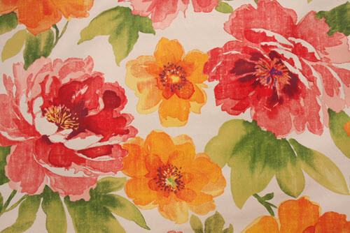5 Yds Richloom Fabric Platinum Red Orange Green Indoor/Outdoor Upholstery - Picture 2 of 2