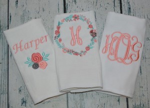 monogram burp cloths girl