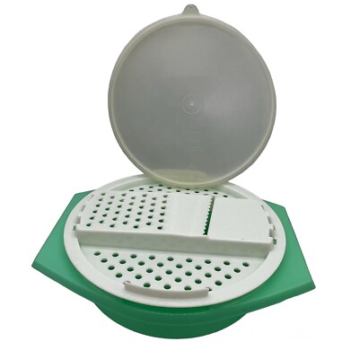 Vtg Tupperware Jadeite Green Bowl Cheese Vegetable Grater with Lid 786 787 230