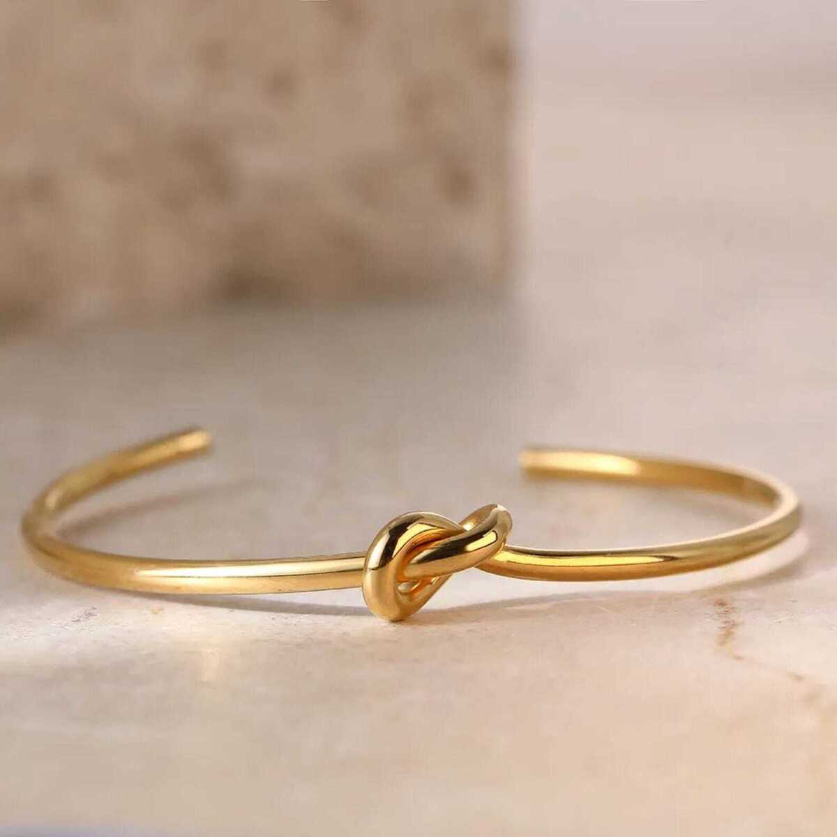 Polished Puffed Love Knot Bracelet Love Knot Bangle Yellow Polished Puffed Love Knot Bracelet Love Knot Bangle Yellow