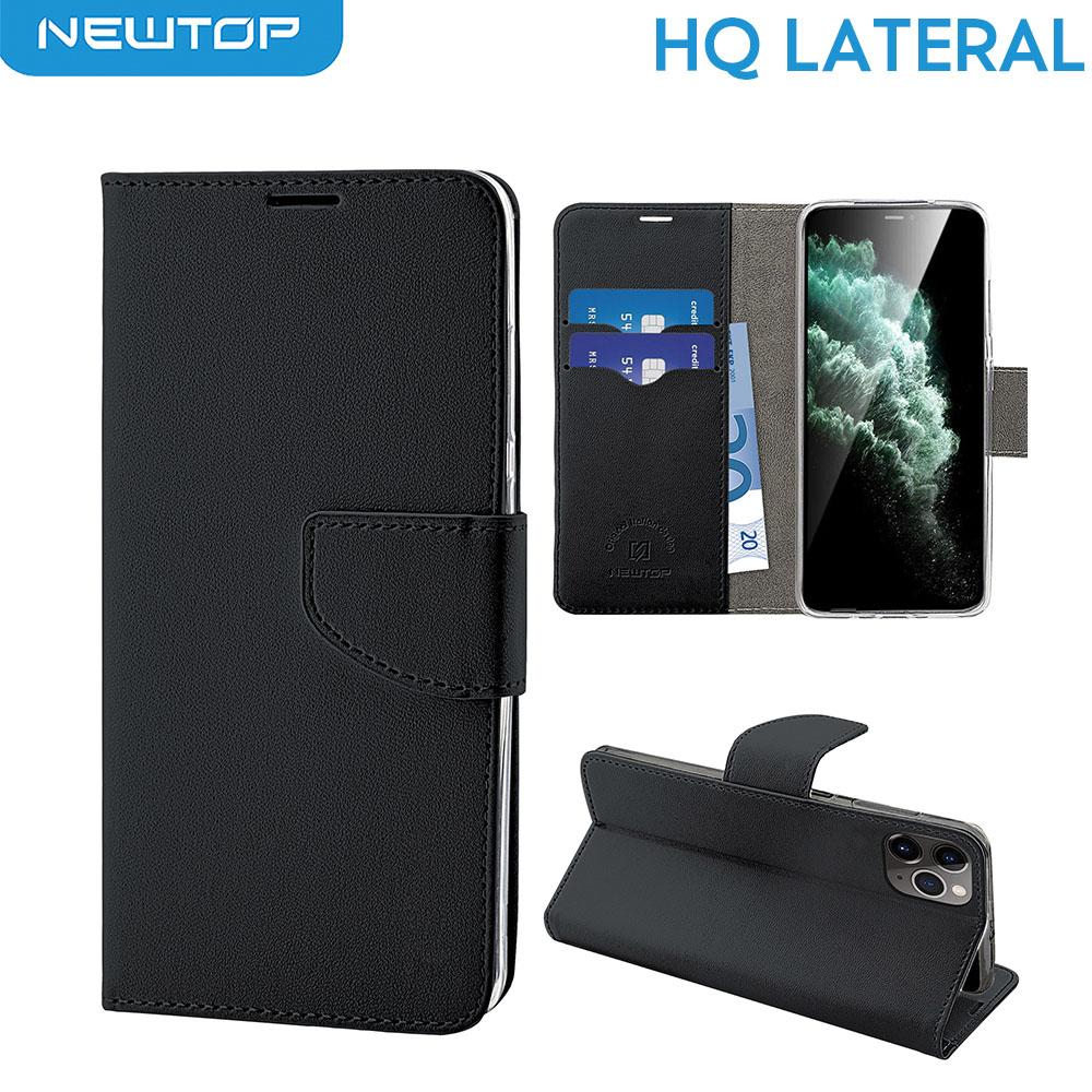 AMWEI Leather Folio Cover per Huawei Honor X7, Custodia in Pelle PU Magnetica Libro Flip Portafoglio con [Funzione Stand]. Nero