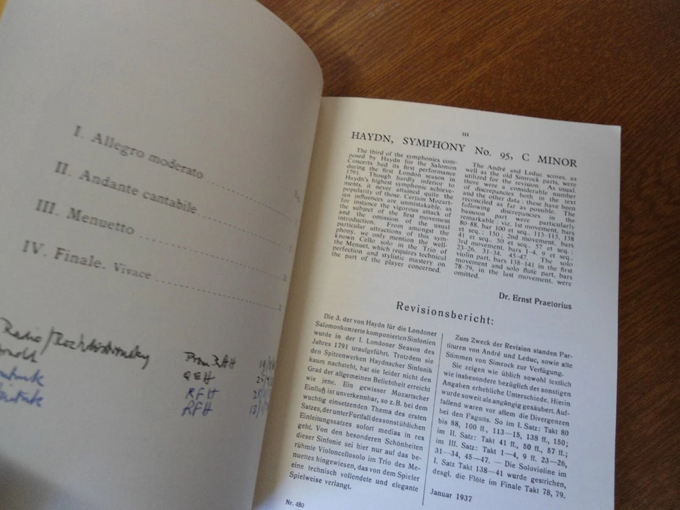 No.480 HAYDN  Symphony No.95 in C minor - Edition EULENBURG Orchestra Score - Image 4 of 4