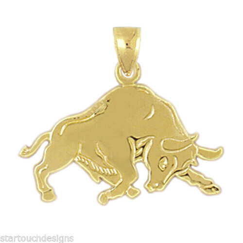 New 14k Yellow Gold Bull Pendant | eBay