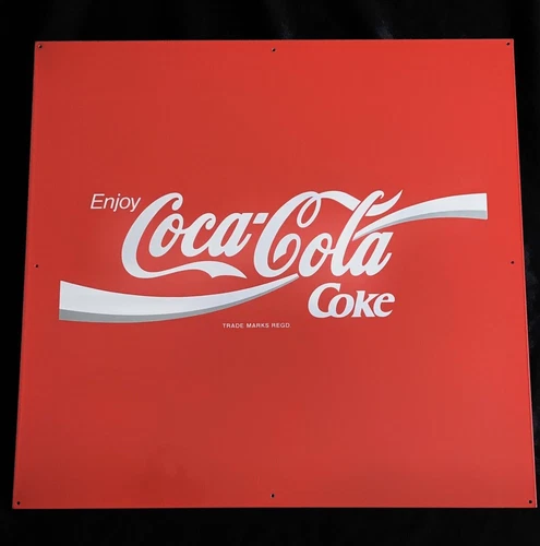 VTG Enjoy COCA-COLA & COKE Double Wave Trade Mark REGD Enamel Sign 21.5” RARE