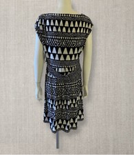 NWT $99.00 Vince Camaro Buenos Aries Rich Black White Geometric Dress Size XL