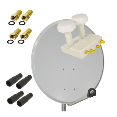 SAT Anlage 80cm Satelliten Schüssel ALU Antenne Quad LNB Monoblock Astra Hotbird