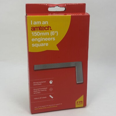 Amtech 6 Zoll 150 mm Ingenieure Vierkant Metall massiver Stahl rechter Winkel poliert P3800