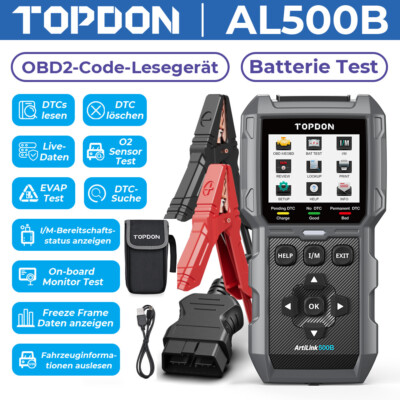  TOPDON AL500B Auto OBD2 Diagnosegerät Codeleser Elektrischer Scanner Evap Test