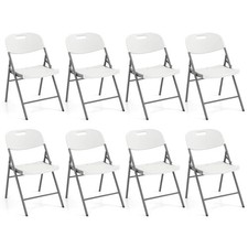 Folding Chairs Set of 8 HDPE Plastic Chairs w/ Metal Frame for Home Office