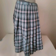 Vintage Pendleton Woolen Mills Pleated Tartan Skirt Size 6 Gray  Red Plaid 100 