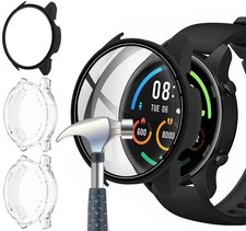 Acadeny Pack of 2 Case with Tempered Glass Screen Protector Mi Watch-black