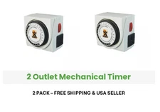 High Yield 2 Outlet Mechanical Timer - 2 PACK - UL LISTED FOR SAFETY & QUALITY!!