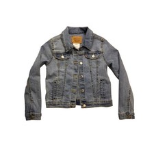 Levi's Denim Trucker Jacket Kids Size M 10-12 Blue Excellent Stretch Cotton