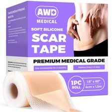AWD Silicone Scar Tape Roll 60in   Medical Grade Scar Tape for Surgical Scars...