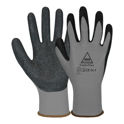 Hase Sicherheitshandschuhe Superflex grey Größe 8 Polyamid/Latex 10 Stk