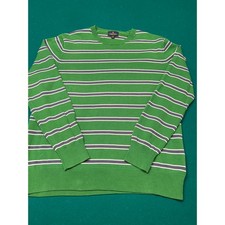 Preppy Green/Gray/White Striped Brooks Brothers Sweater L Supima Cotton