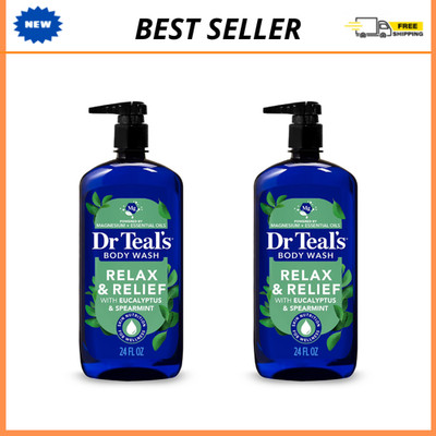 2 Pack Dr Teal's Body Wash Relax & Relief, Eucalyptus & Spearmint, 24 fl oz Each