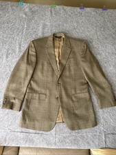 Jos A Bank Blazer Sport Coat Mens 41R Brown Windowpane Silk Wool 2 Button Vented