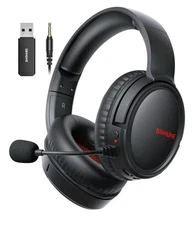 BINNUNE Wireless Gaming Headset 2.4GHz Low Latency USB Dongle + Bluetooth New