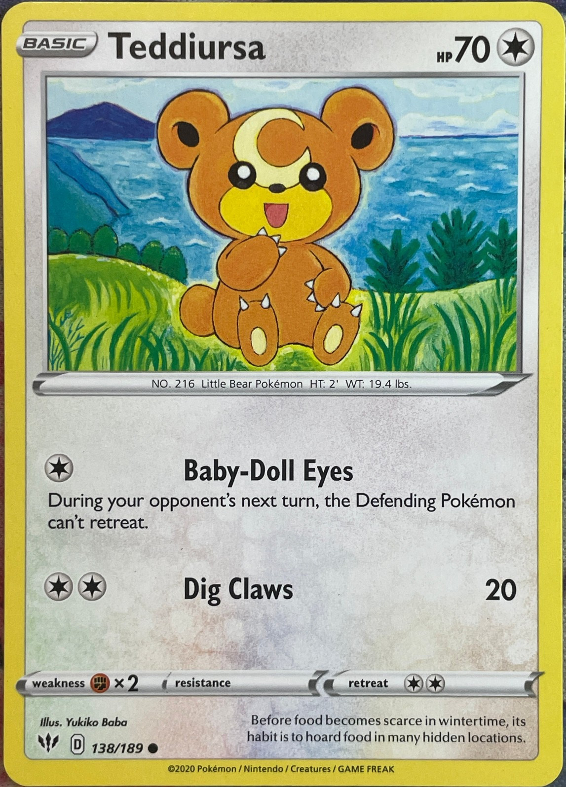 Teddiursa - 138/189 - Darkness Ablaze Pokemon 2020