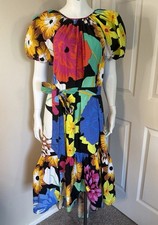 Christopher John Rogers Target Floral Puff Sleeve High Low Dress Size L Belted